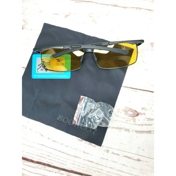 Gold Tinted Polarized Lens Brown Frame Booroot Stylish Sunglasses With Case - Picture 8 of 12